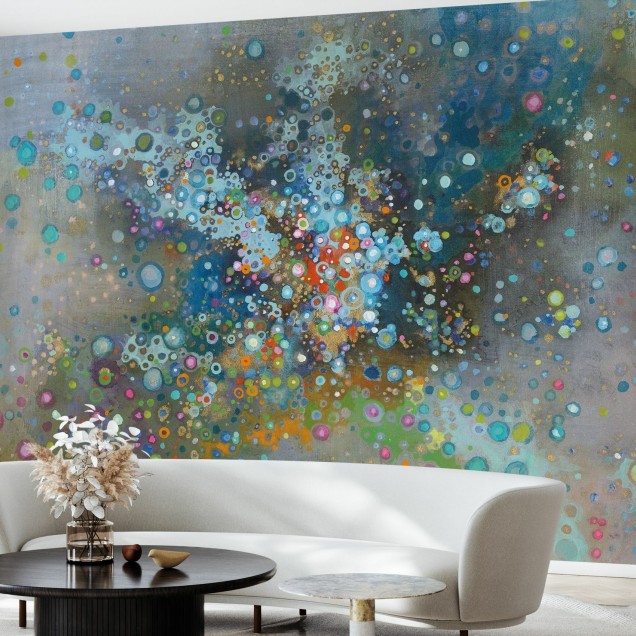 Tapet abstract cu buline colorate, cu motive de cerneală delicate, numit Andromeda