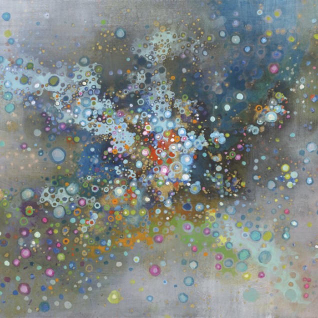 Tapet abstract cu buline colorate, cu motive de cerneală delicate, numit Andromeda