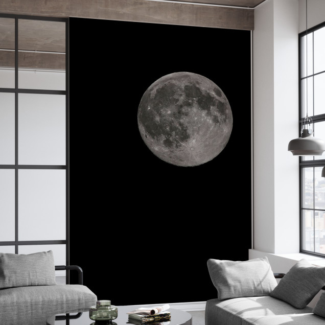 Fototapet detaliat cu luna într-un interior modern