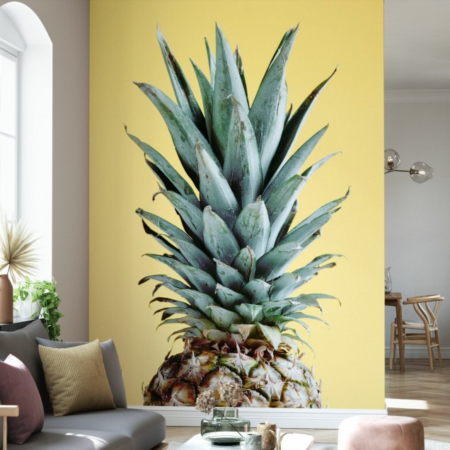 Tapet cu ananas galben pe fundal