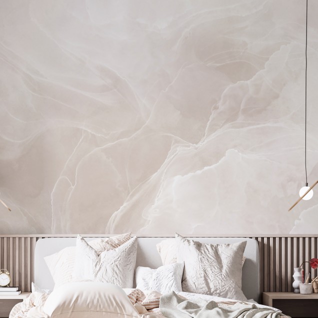 Fototapet cu aspect de marmură blush într-un living modern