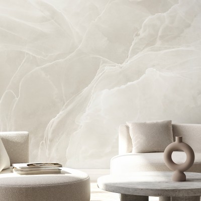 Tapet cu aspect de marmură Marble Breeze Ivory, cu design modern și elegant, în nuanțe de fildeș