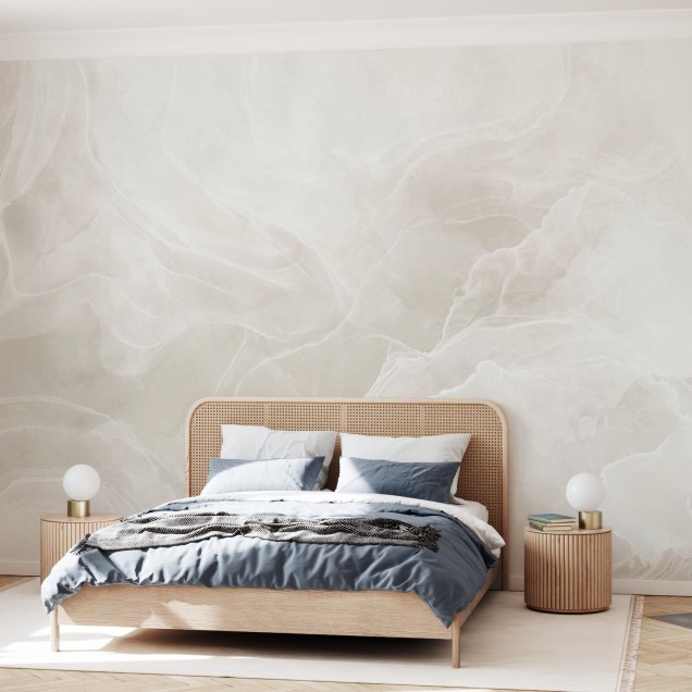 Tapet cu aspect de marmură Marble Breeze Ivory, cu design modern și elegant, în nuanțe de fildeș