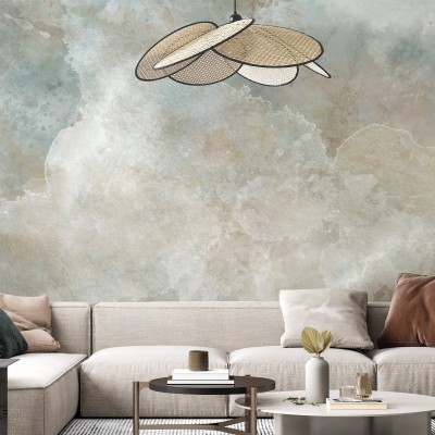 Fototapet cu design abstract în nuanțe de bej și albastru