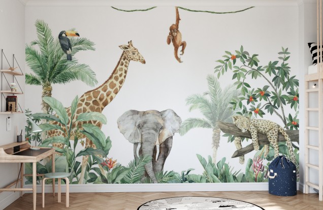 Fototapet Jungle Friends with Elephant, Photowall