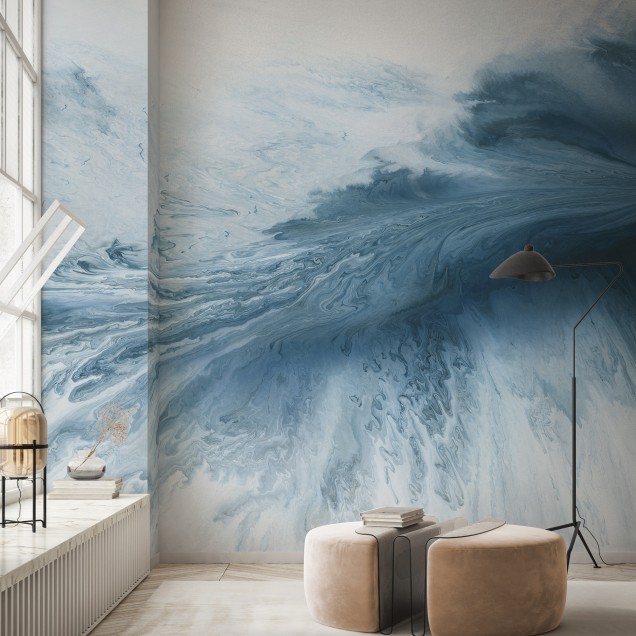 Fototapet cu valuri teal pentru decor interior