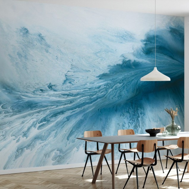 Fototapet cu valuri teal pentru decor interior
