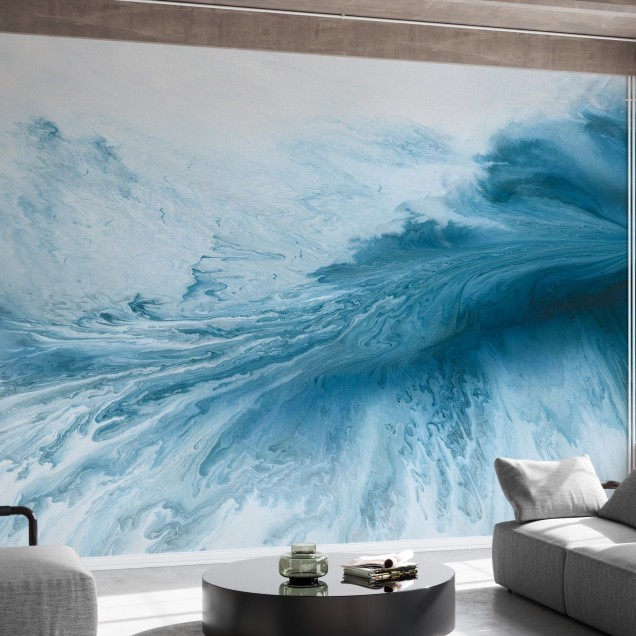 Fototapet cu valuri teal pentru decor interior