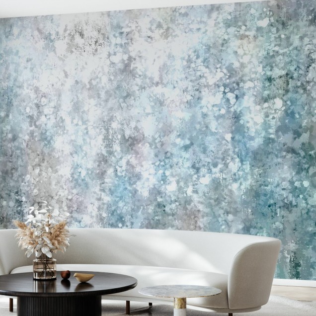 Tapet cu design abstract in nuante de gri si albastru, perfect pentru living sau dormitor.