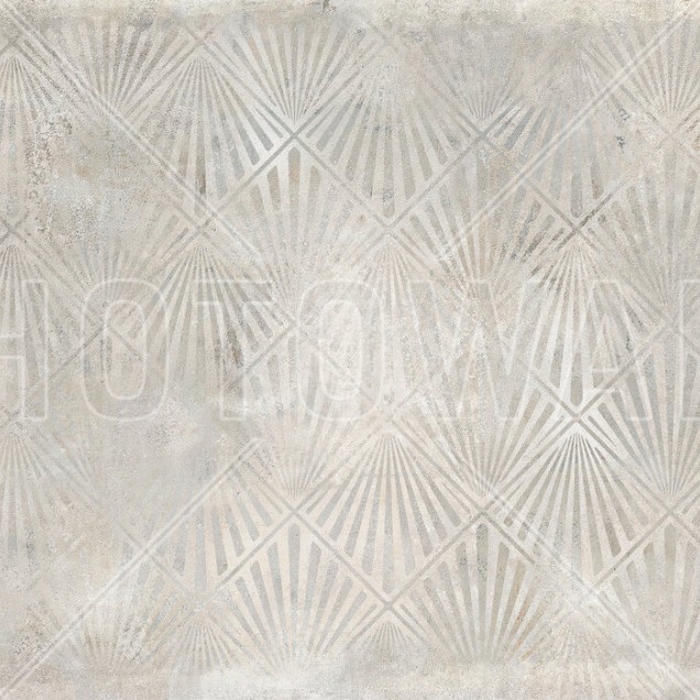 Tapet modern cu design geometric, Urban Archaeo Fan Lime-Sand, cu nuanțe de verde și gri, pentru living sau dormitor.