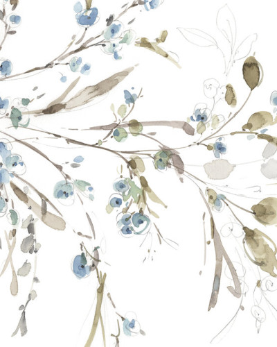 Fototapet cu design floral albastru