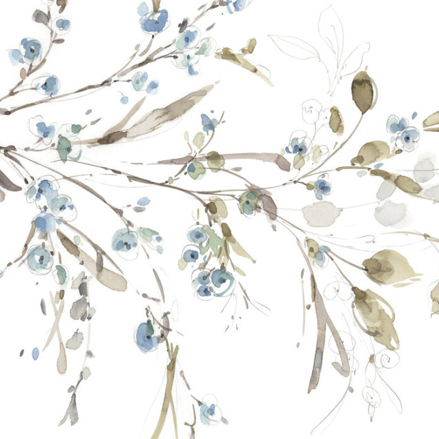 Fototapet cu design floral albastru
