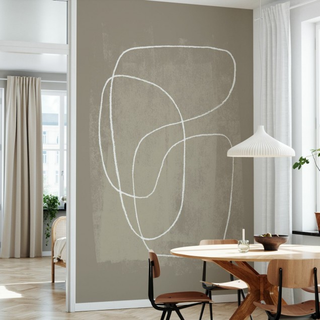 Tapet cu design minimalist Pencil Scribble II - linii albe pe un fundal gri