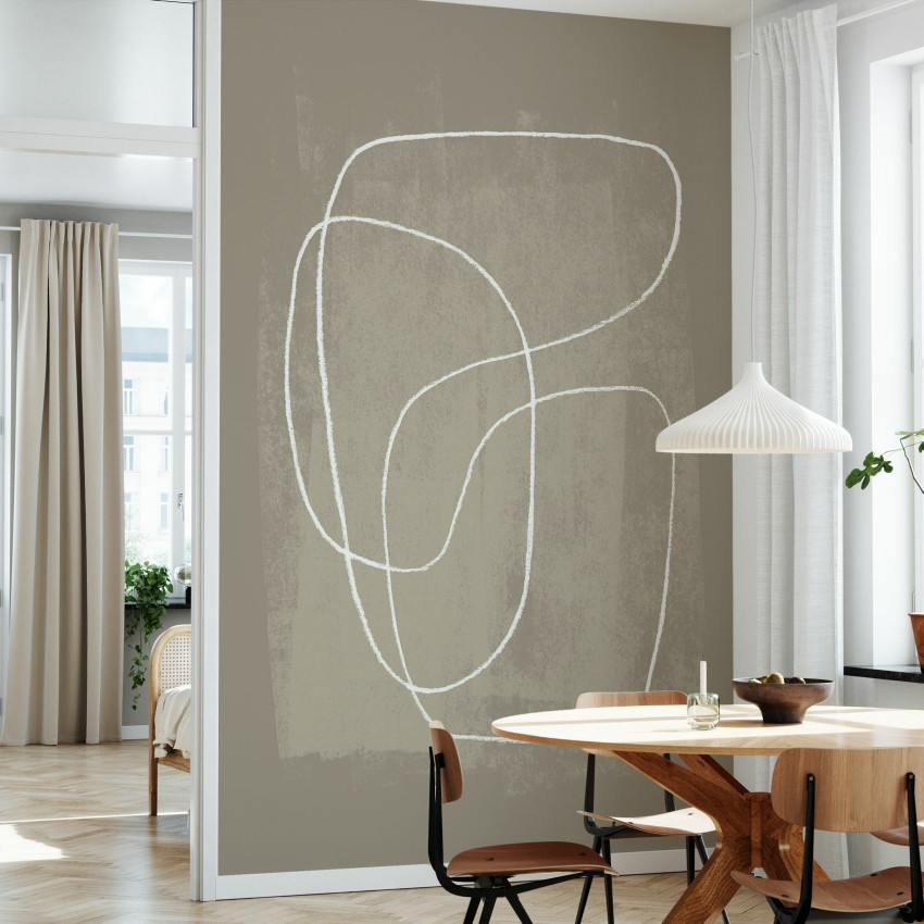 Tapet cu design abstract minimalist, cu linii delicate și o paletă de culori neutre, perfect pentru a crea un sentiment de calm și rafinament.