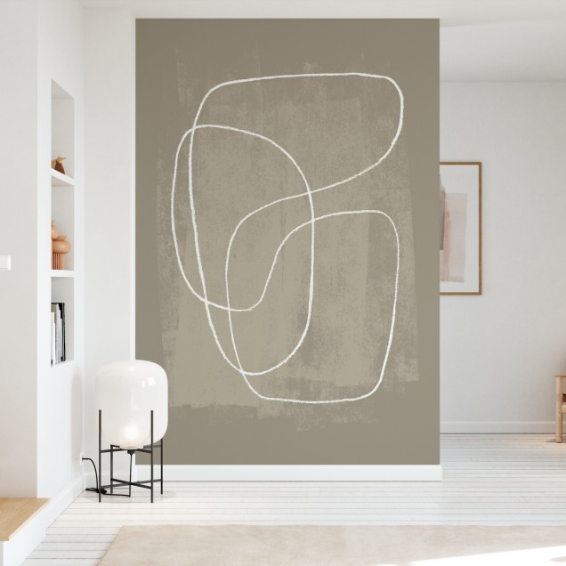 Tapet cu design minimalist Pencil Scribble II - linii albe pe un fundal gri