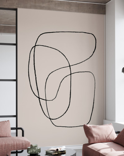 Tapet cu design abstract minimalist, cu linii delicate și o paletă de culori neutre, perfect pentru a crea un sentiment de calm și rafinament.