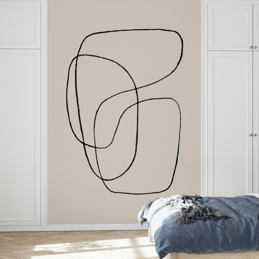 Tapet cu design minimalist Pencil Scribble II - linii albe pe un fundal gri
