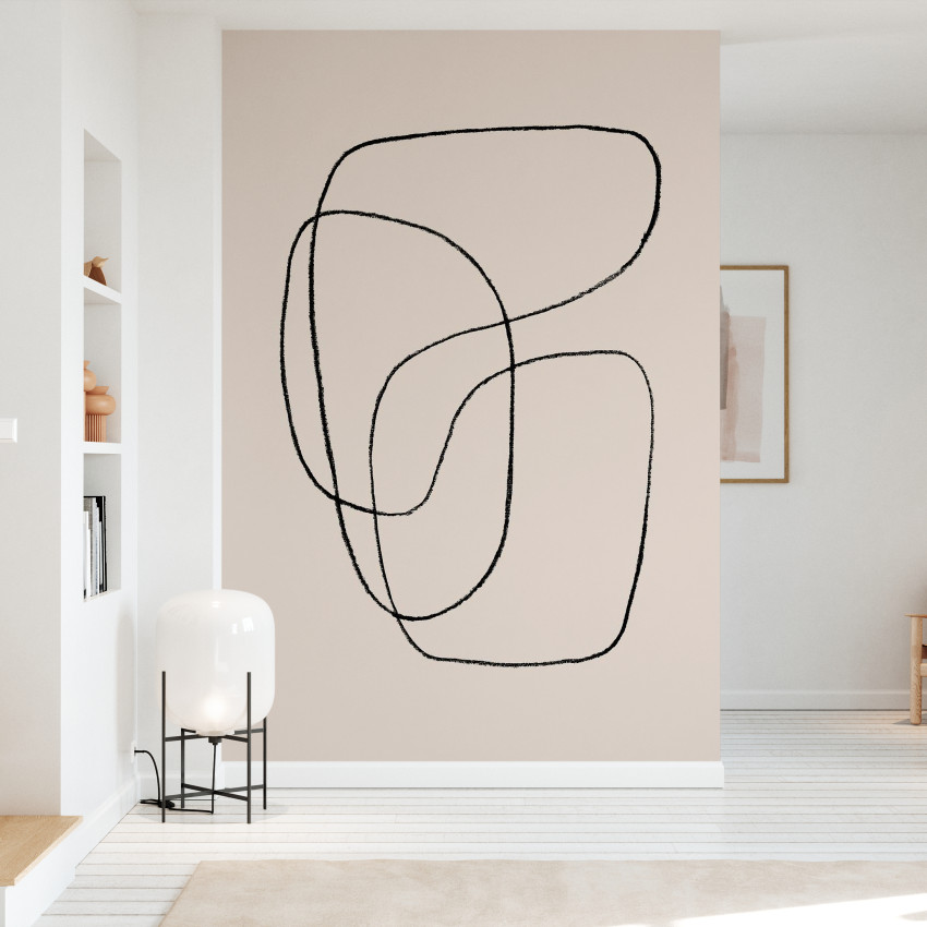 Tapet cu design minimalist Pencil Scribble II - linii albe pe un fundal gri