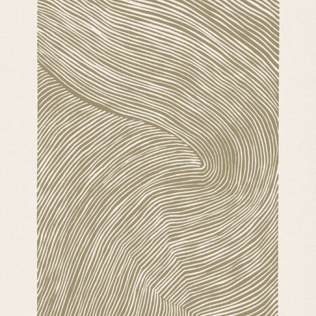 Tapet cu dungi linocut, ocre, în living