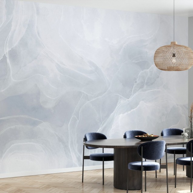 Tapet modern cu design unic - Marble Breeze, Pale Blue