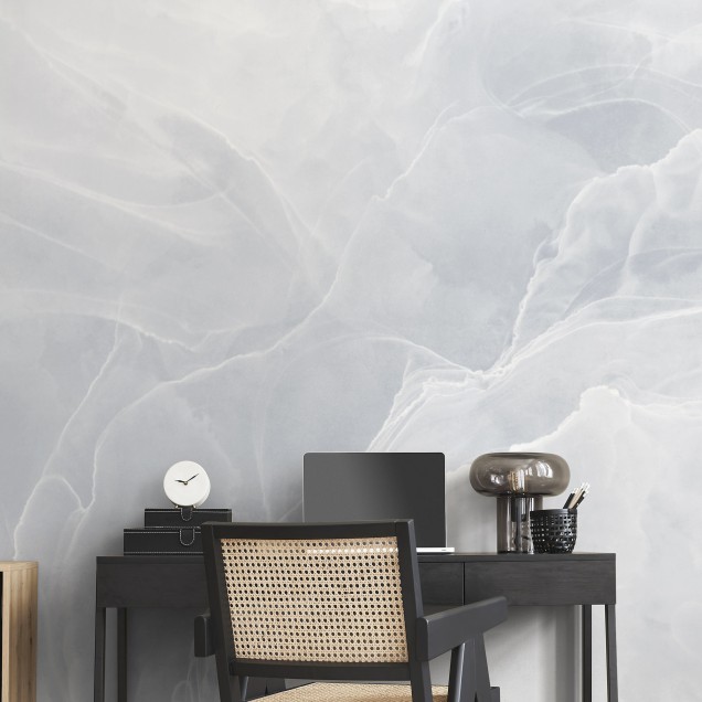 Tapet modern cu design unic - Marble Breeze, Pale Blue