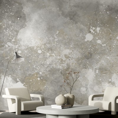 Tapet cu design modern in nuanțe gri cu accente aurii, cu textură de beton.