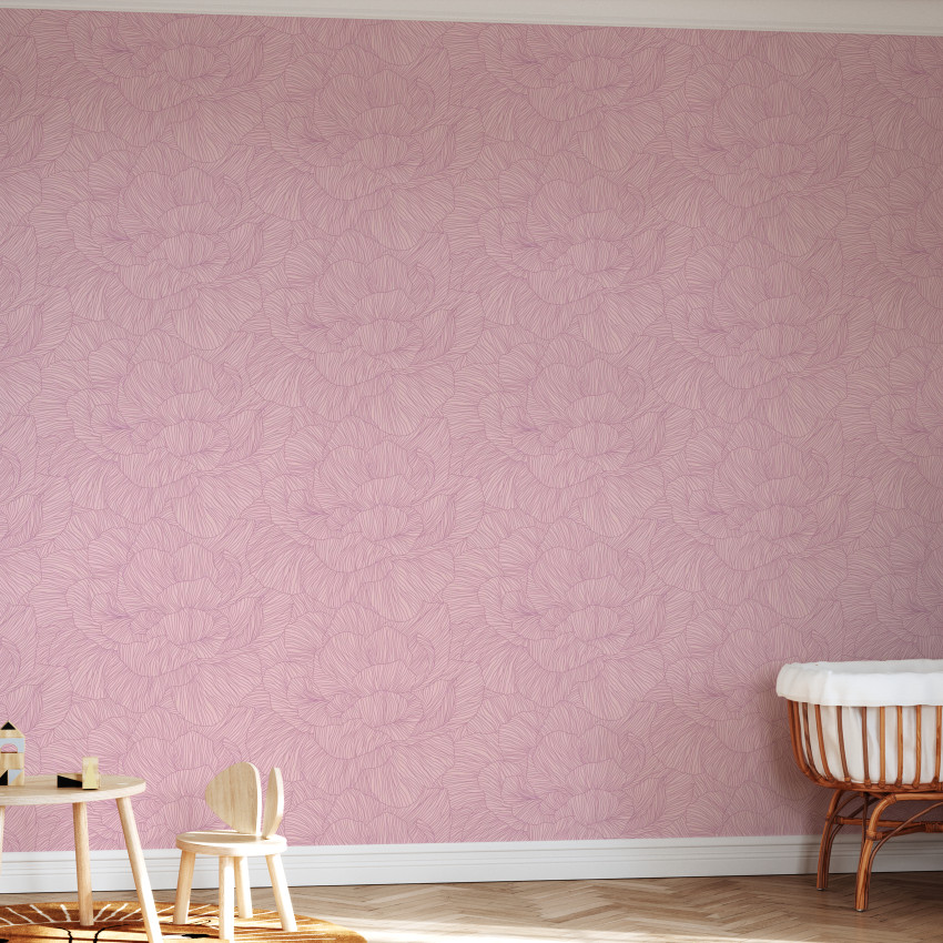 Tapet dormitor Rose, Lenient Pink, cu un design delicat si modern.