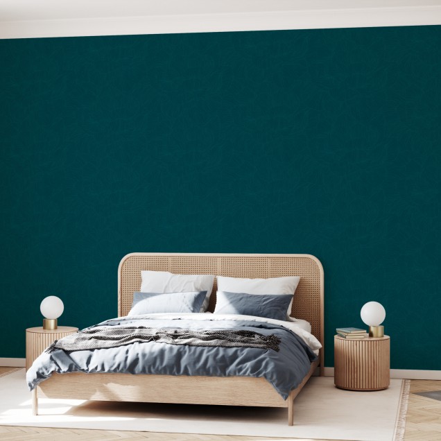 Tapet cu design minimalist, Rose, Dark Pine Forest, Photowall, cu un model abstract de linii subtile pe un fundal verde închis.