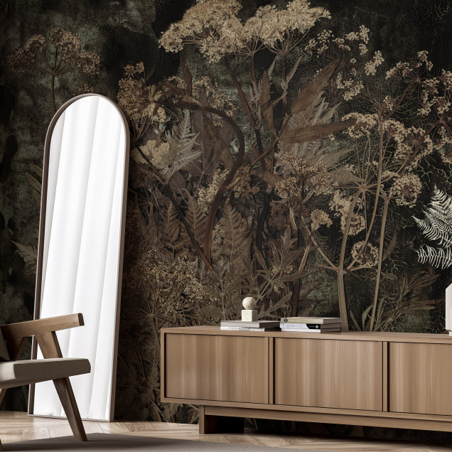 Fototapet floral cu design complex, ideal pentru livinguri moderne