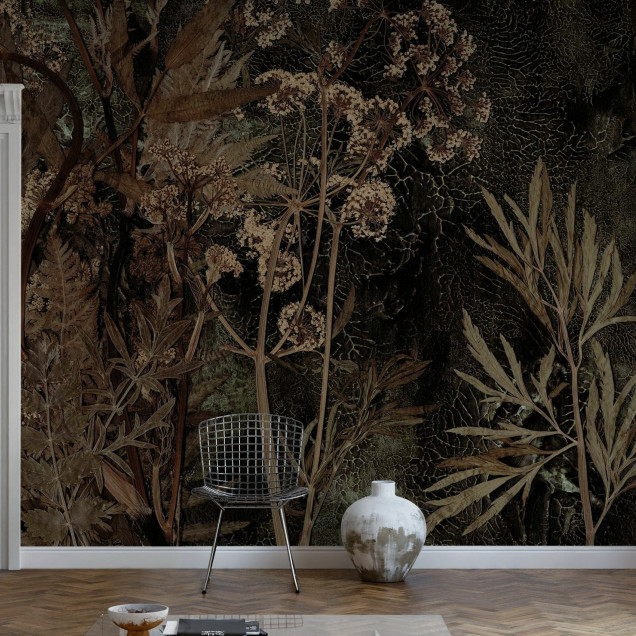 Fototapet floral cu design complex, ideal pentru livinguri moderne