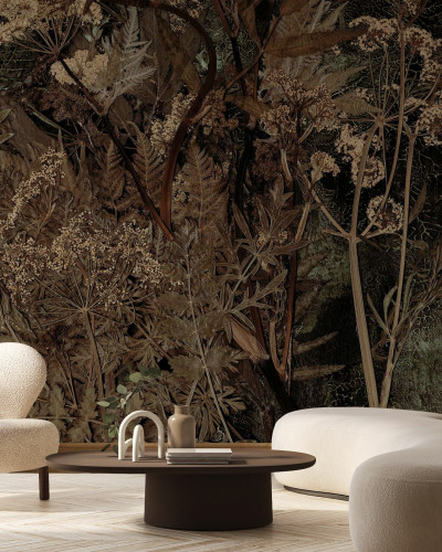 Fototapet floral cu design complex, ideal pentru livinguri moderne