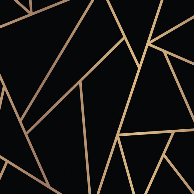 Tapet geometric cu linii aurii pe un fundal negru