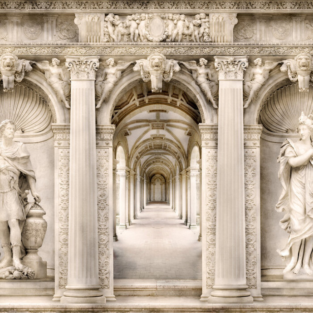 Tapet cu intrare arhitecturală, coloane elegante, detalii fine și statui antice, Ancient Entrance, Photowall