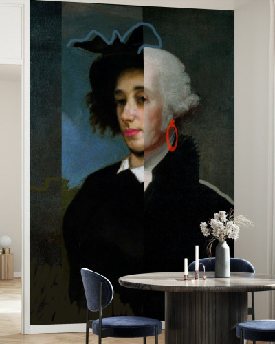 Cheeky Master George wallpaper, portret clasic reinterpretat cu un twist modern, ideal pentru un living modern