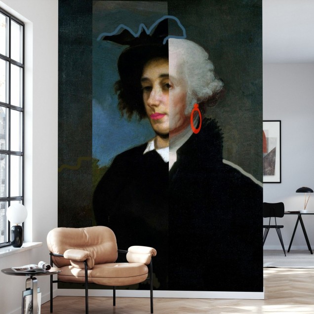 Cheeky Master George wallpaper, portret clasic reinterpretat cu un twist modern, ideal pentru un living modern