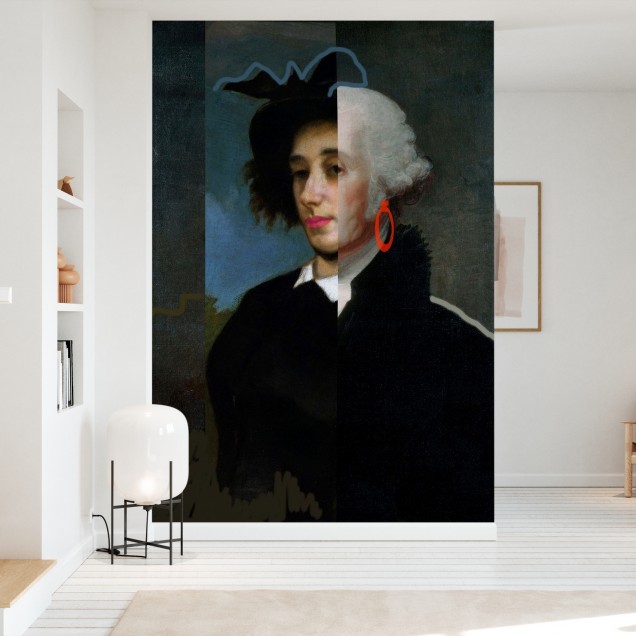 Cheeky Master George wallpaper, portret clasic reinterpretat cu un twist modern, ideal pentru un living modern