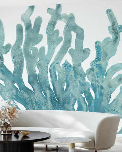 Tapet cu corali albastri, cu un design abstract elegant