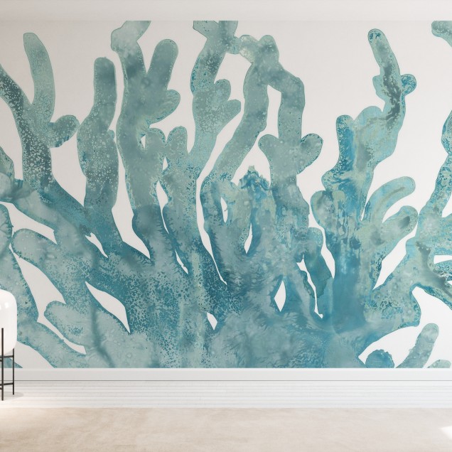 Tapet cu corali albastri, cu un design abstract elegant
