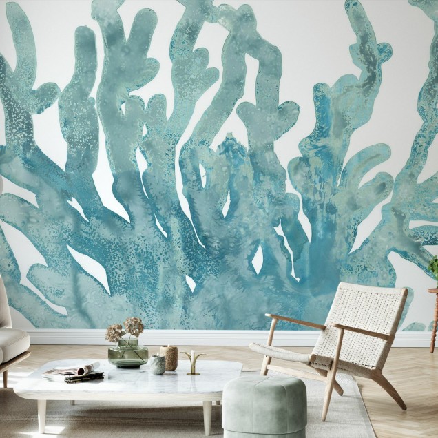 Tapet cu corali albastri, cu un design abstract elegant