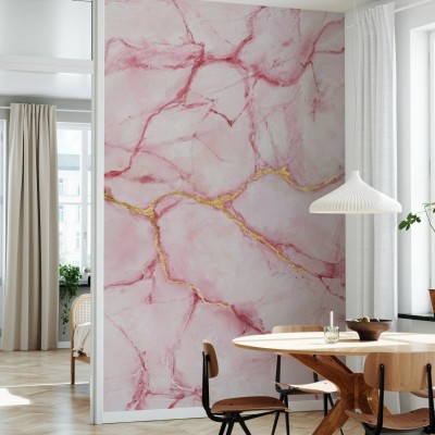 Tapet Rose Marble, tapet cu marmura roz si auriu