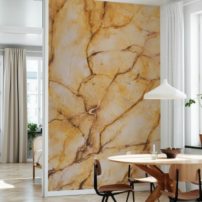 Yellow Marble, fototapet cu un design abstract modern. Nuante calde de galben si accente de aur.