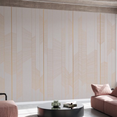Tapet cu linii aurii delicate, dispuse în moduri geometrice elegante.