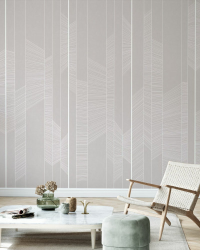Wallpaper cu linii subtile în nuanțe de gri, perfect pentru un living modern
