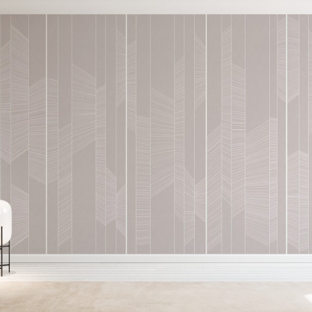 Wallpaper cu linii subtile în nuanțe de gri, perfect pentru un living modern