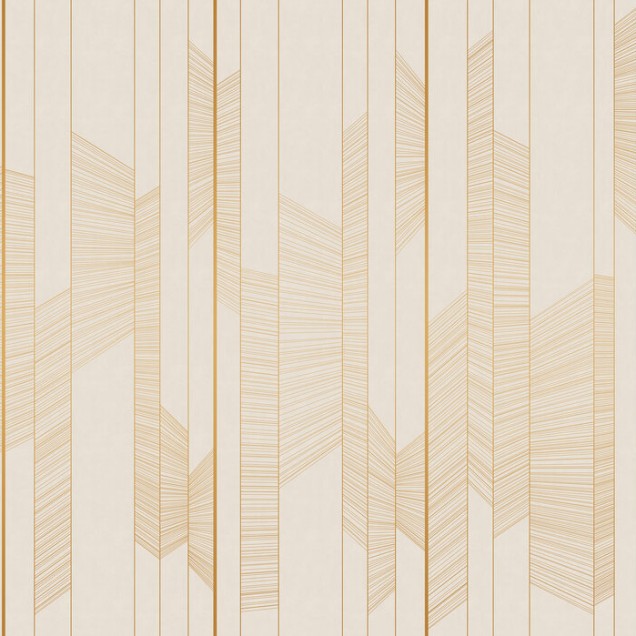Tapet cu linii subtiri aurii pe un fundal crem. Design minimalist si modern, perfect pentru un living, o camera de zi sau un dormitor.