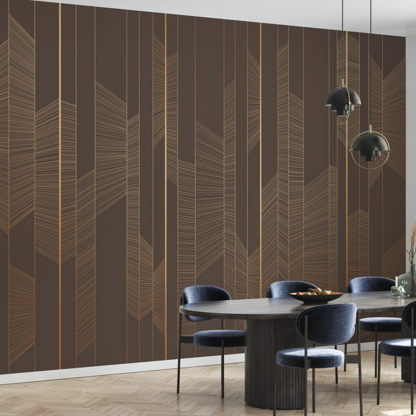 Wallpaper cu linii subtile în nuanțe de gri, perfect pentru un living modern
