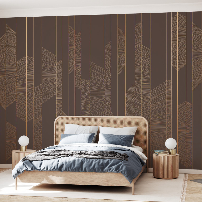 Wallpaper cu linii subtile în nuanțe de gri, perfect pentru un living modern