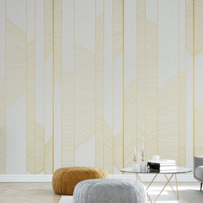 Tapet cu linii aurii delicate, creează o atmosferă modernă și elegantă.