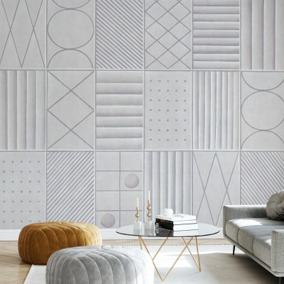 Tapet abstract cu design texturat, cu forme geometrice simple și un design texturat, în tonuri neutre, imitând betonul.