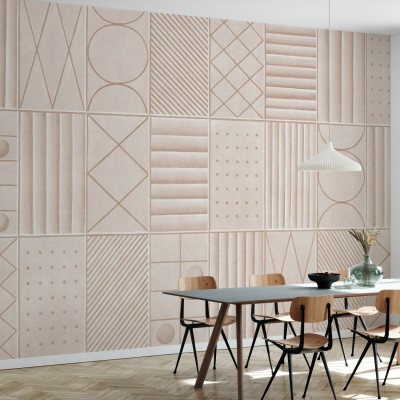 Tapet cu model geometric modern Levels, Sand